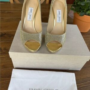 Jimmy Choo Gold Glitter Heels